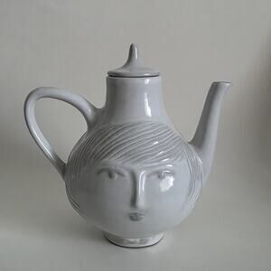 Jonathan Adler Utopia Boy & Girl Two Face Teapot Gray w/ Lid Retired